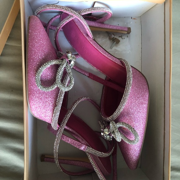 Rhinestone Sparkly Pink Double Bow Heels - Picture 3 of 6